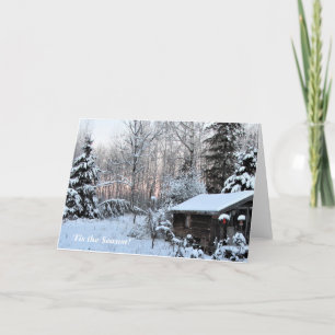 Cartão Casa de Campo do Entardecer de Inverno Pastel Lá n