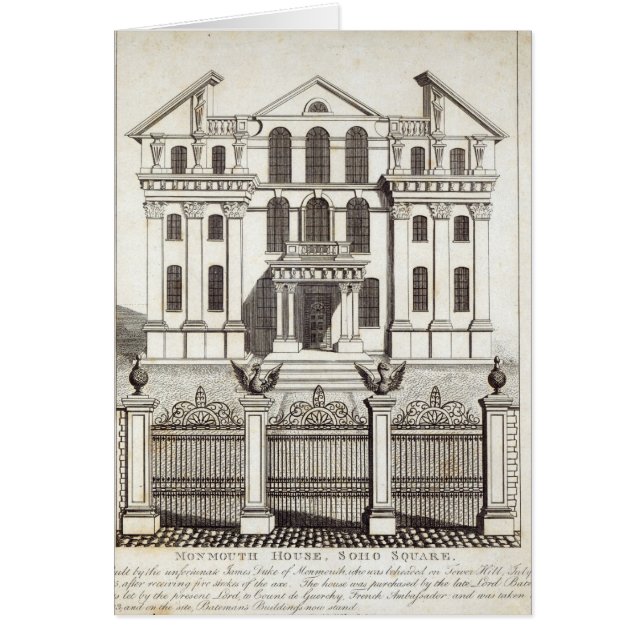 Cartão Casa de Monmouth, quadrado de Soho (Frente)