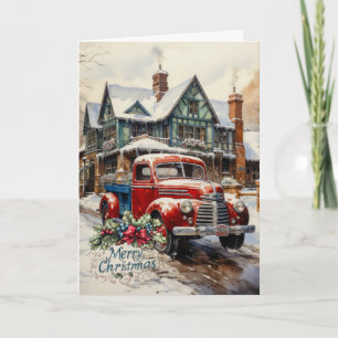 Cartão Casa de Natal de Inverno Vintage Feliz Natal