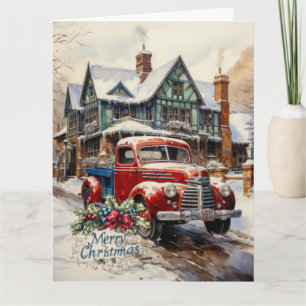 Cartão Casa de Natal de Inverno Vintage Feliz Natal