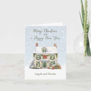 Cartão Casa de Natal em Neve