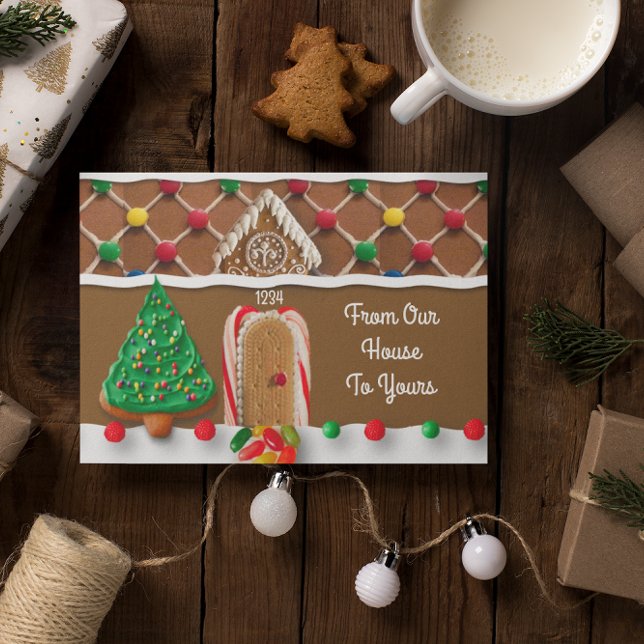 Cartão Casa De Pão Gingerido Da Nossa Casa Ao Seu Feriado (Criador carregado)