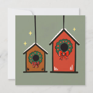 Cartão Casa de Pássaros de Natal – Design Minimalista Aco