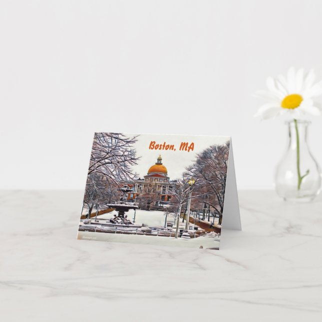 Cartão Casa Estadual de Boston no inverno (Planta pequena)