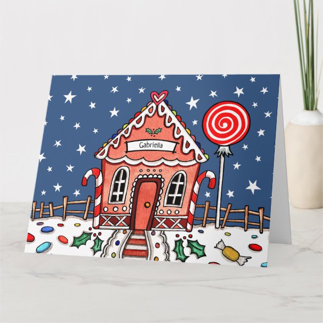 Cartão Casa Personalizada de Pão de Natal (Frente)