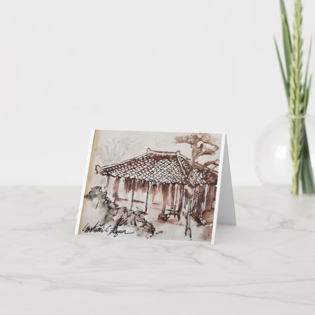 Cartão Casa tradicional de Okinawan (Japão) (Frente)