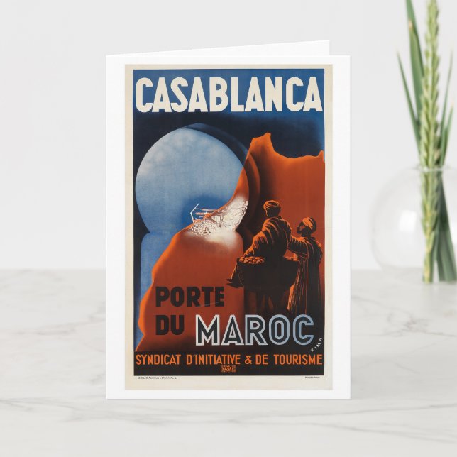 Cartão Casablanca Vintage Travel Poster (Frente)