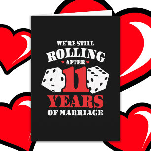 Cartão Casado 11 anos Rolling Engraçado 11