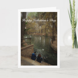 Cartão Casal Alimentando Patos no Parque San Vicente