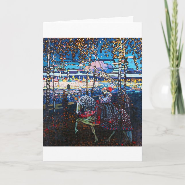 Cartão Casal Andando um Cavalo Branco, Wassily Kandinsky (Frente)