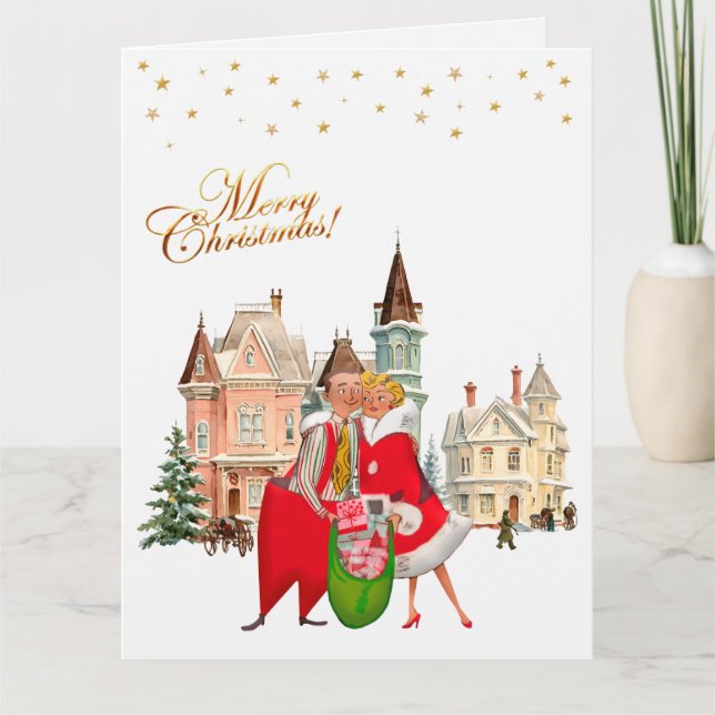 Cartão casal de 1950 Feliz Natal (Frente)