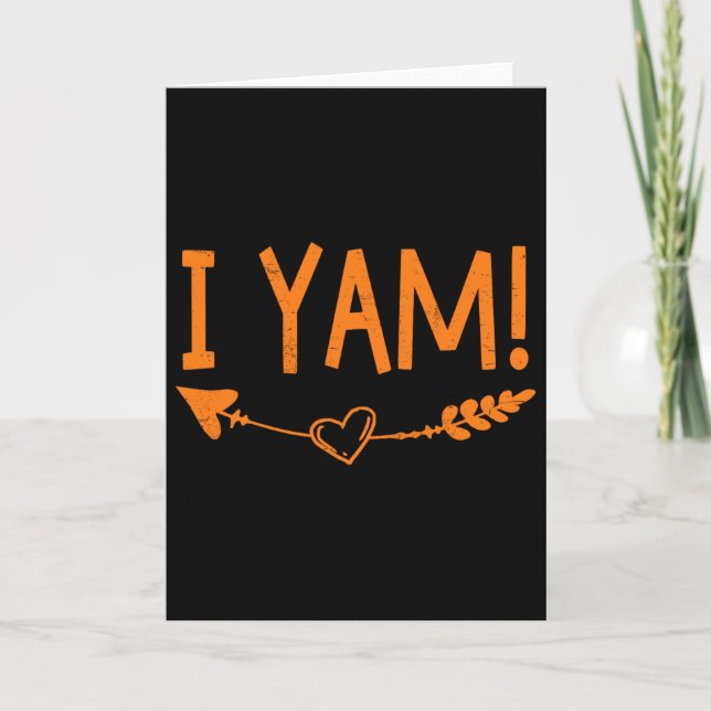 Cartão Casal de Ação de Graças Ela é minha batata doce (Frente)