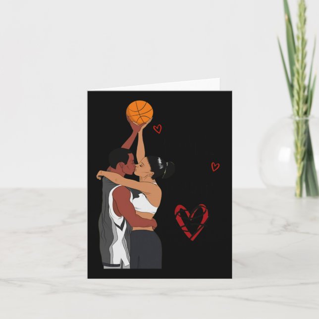 Cartão Casal De Basquete Negro Eu Te Amo Dupla Ou Nothi (Frente)