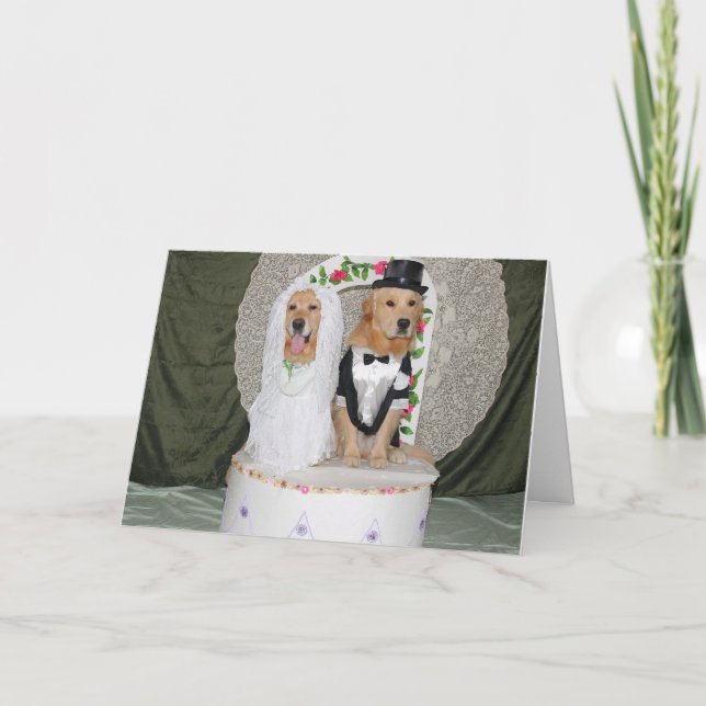 Cartão Casal de Bodas de Ouro no Topo do Bolo (Frente)