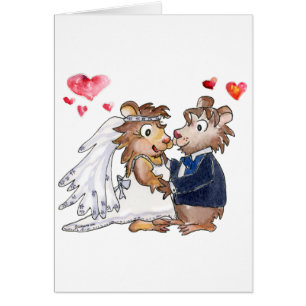 Cartão Casal de Casamento de Cartoon