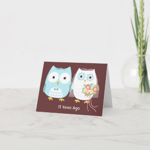 Cartão Casal de Corujas Personalizadas Feliz Aniversário