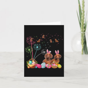 Cartão Casal de esquadrão Bunny Dachshances Dandelions Hu