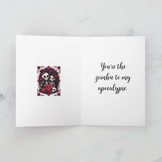 Cartão Casal de Esqueletos que Amam o Halloween (Interior)