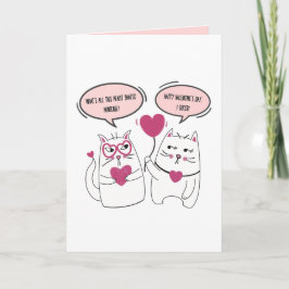 Cartão Casal de Gato Engraçado e Engraçado Dia de os namo