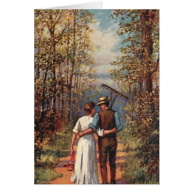 Cartão Casal de passeio do trabalho (Frente)