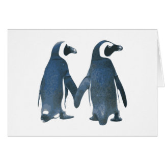 Cartão Casal do pinguim que guardara as mãos