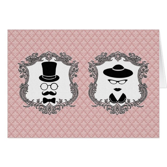 Cartão Casal do vintage (Frente Horizontal)