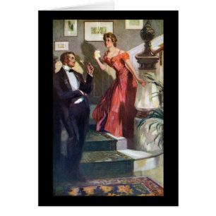 Cartão Casal elegante pronto por uma noite para fora