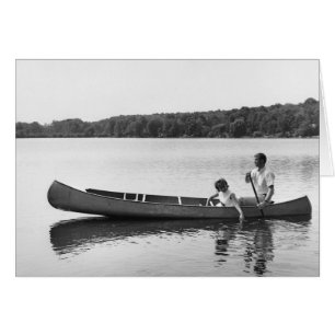 Cartão Casal em uma Canoa