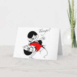 Cartão casal executando uma etapa de tango