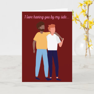 Cartão Casal Gay Inter-racial Feliz Dia dos Namorados LGB