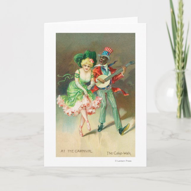 Cartão Casal na fantasia fazendo a caminhada de bolos (Frente)