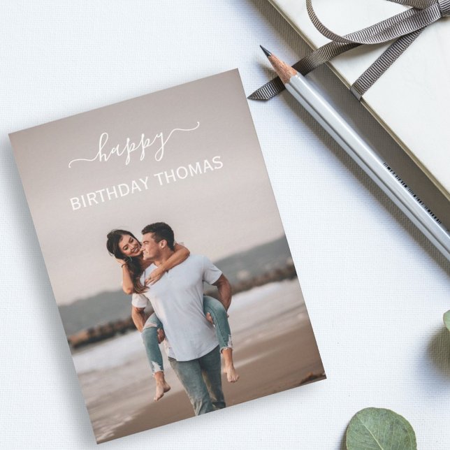 Cartão casal personalizado elegante foto feliz amor de an (Criador carregado)