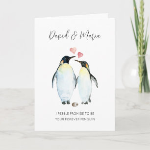 Cartão Casal pinguim no Aniversário do Amor