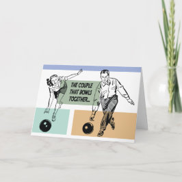Cartão Casal Que Incorpora Boliches Engraçadas Multiuso