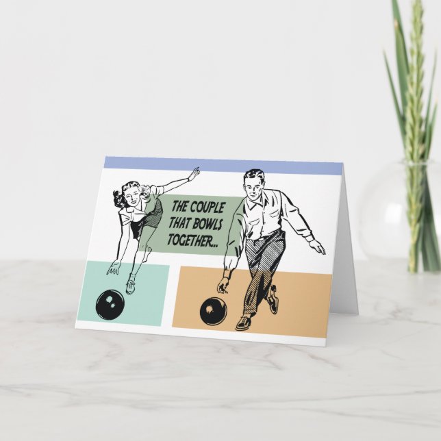 Cartão Casal Que Joga Boliche Juntos Diversão Multi-Uso (Frente)