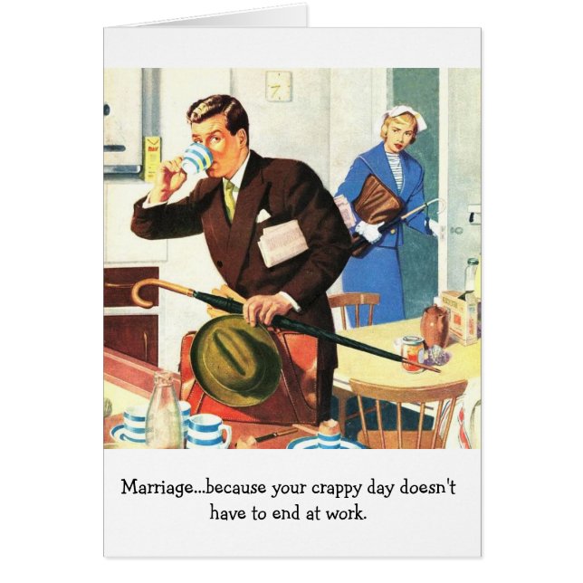 Cartão Casal retro - decepção do casamento, (Frente)