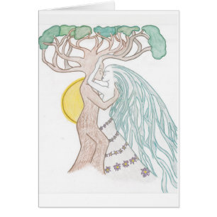 Cartão Casal Smooching da árvore