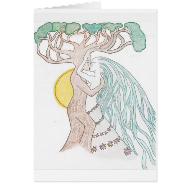 Cartão Casal Smooching da árvore (Frente)