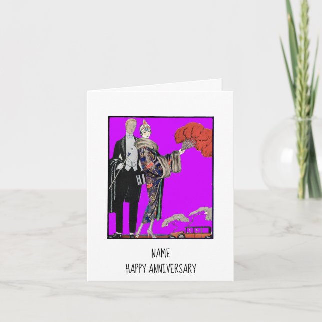 Cartão Casal Vintage Barbier Feliz Aniversário (Frente)