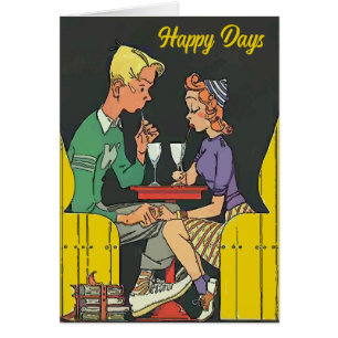 Cartão Casal Vintage com Soda