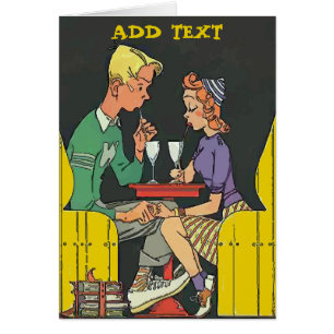 Cartão Casal Vintage com Soda