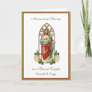 Cartão Casamento Aniversário Religioso Coração Sagrado Je