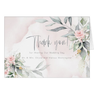 Cartão Casamento Atordoamento de Rosas de Aquarela Rosa