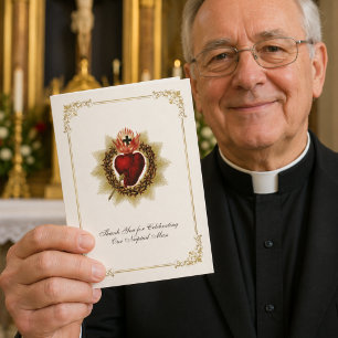 Cartão Casamento Católico Agradecimento ao Padre do Sagra