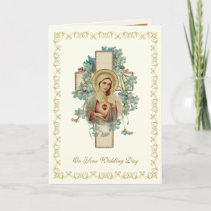 Cartão Casamento Católico Tradicional Vintage Elegante