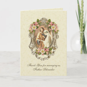 Cartão Casamento Católico Vintage Elegante