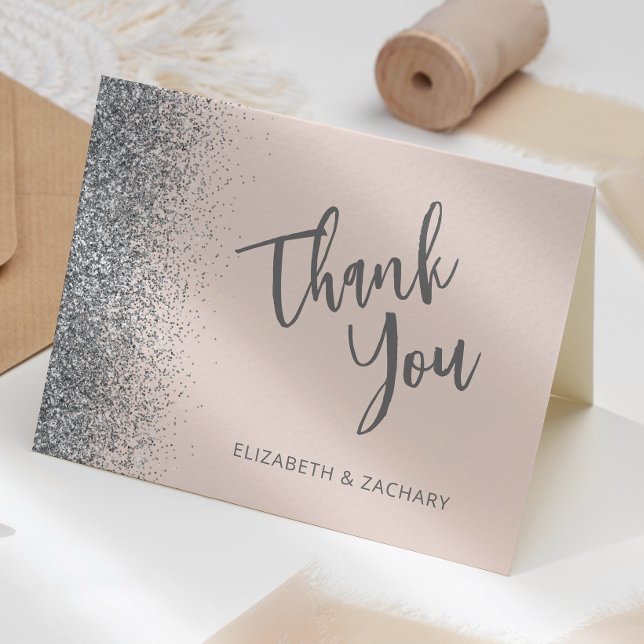 Cartão Casamento Com Lixo Rosa, Luminoso, Obrigado (Criador carregado)