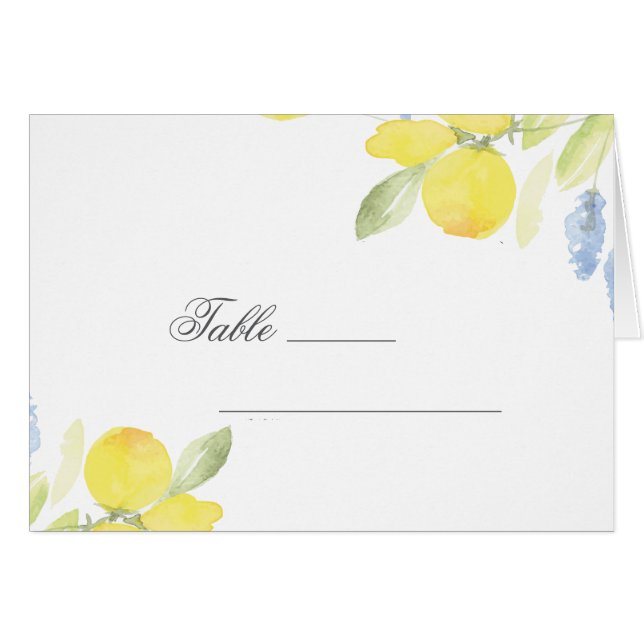 Cartão Casamento com Mesa de Verão com Lemons de Aquarela (Frente Horizontal)
