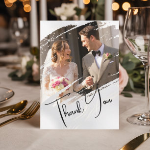 Cartão Casamento Criativo Moderno Elegante Obrigado Model