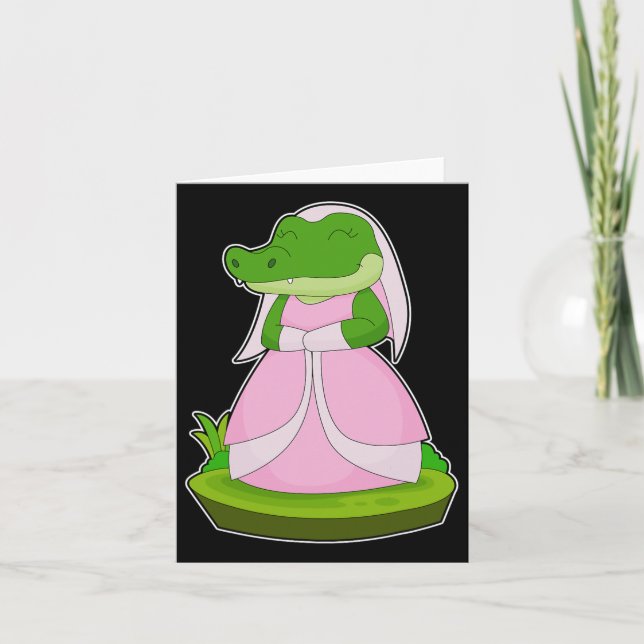 Cartão Casamento Crocodilo Bride Veil (Frente)